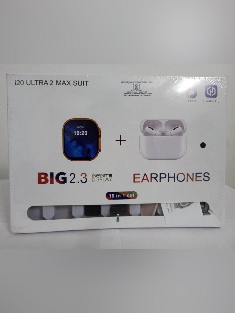 i20 Ultra Max Suit Watch + Earphones Set in White & Gold Accents - Picture 3 of 4